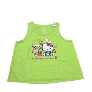 Hello Kitty Always Be Kind Lime Green Tank Top Women’s Size 2X New With Tags
